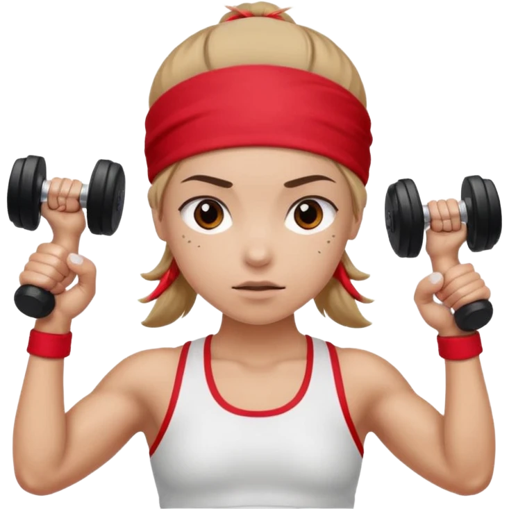 athlete with red headband, hold a mini dumbbell emoji