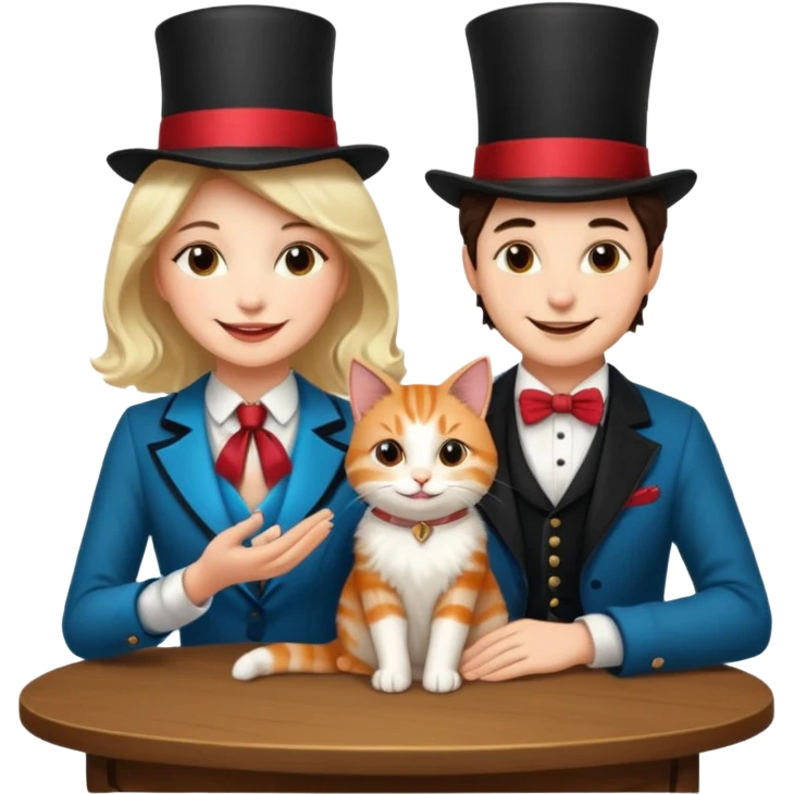 magician couple and their pet cat emoji