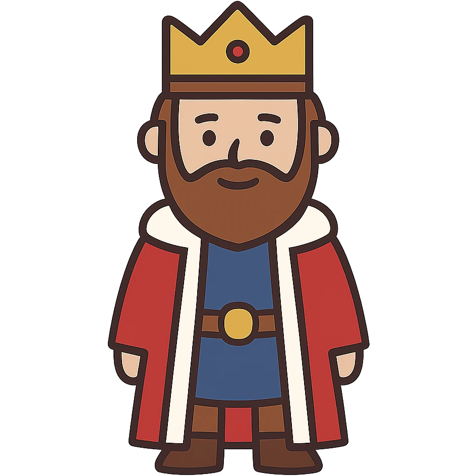 flat toon style king with crown emoji
