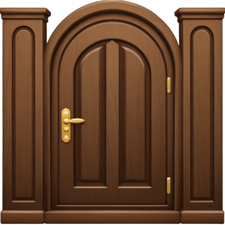 porta única de madeira arredondada no topo, sem rosto, elegante emoji