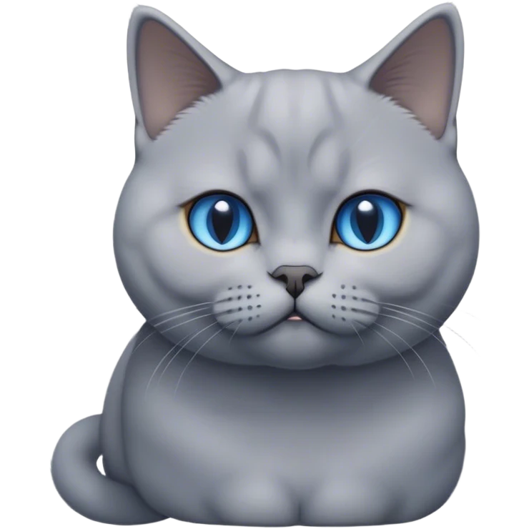 Cinematic Elegant Grey British Shorthair Cat Portrait Emoji, Head tilted slightly with a scrunched, iconic British Shorthair face, sleek soft grey fur with subtle blue undertones, Simplified yet sharp features, highly detailed, glowing with a warm, confident glow, high shine, poised and regal, stylized with an air of grace, focused and attentive, soft glowing outline, capturing the essence of calm elegance and quiet charm, so lifelike it feels as though it could turn its head and give a dignified meow at any moment! emoji