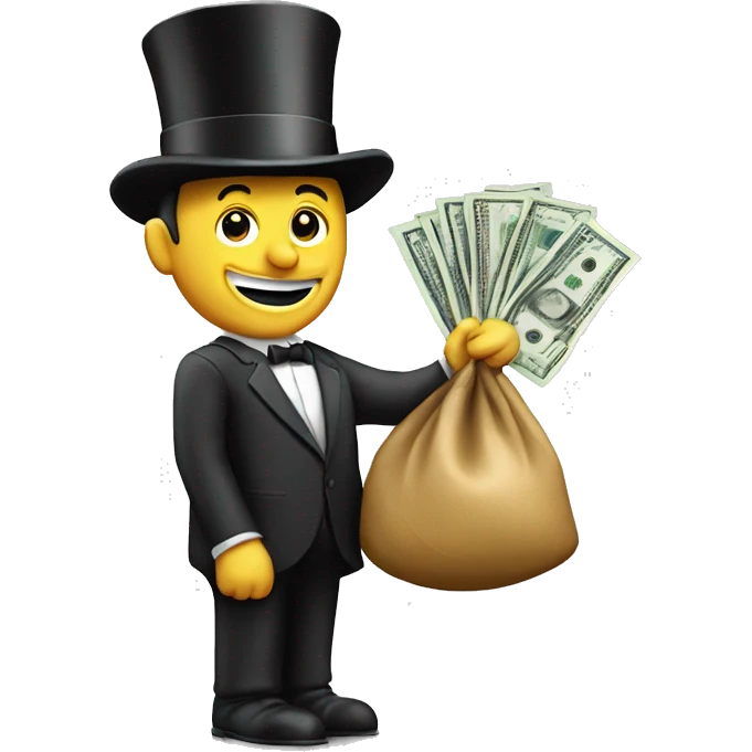 A monopoly man holding a money bag  emoji