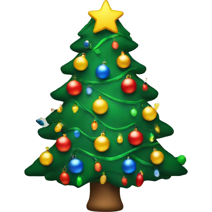 Christmas tree with lights and colourful ornaments  emoji
