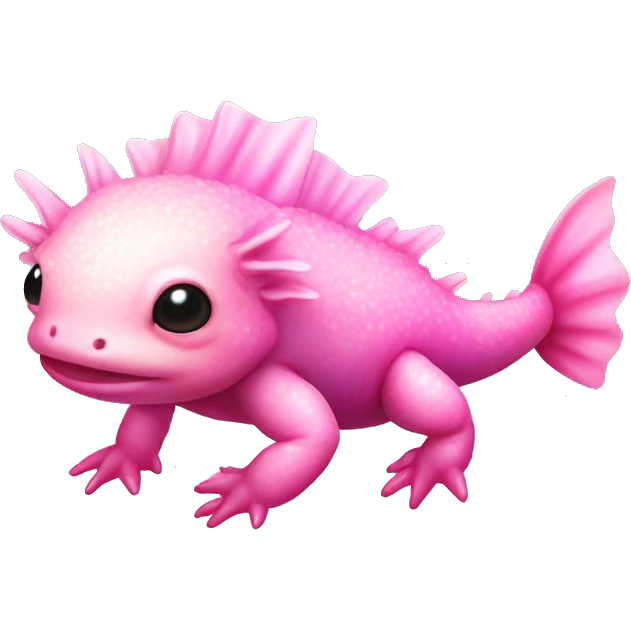 Gradient pink shimmery iridescent axolotl full body emoji
