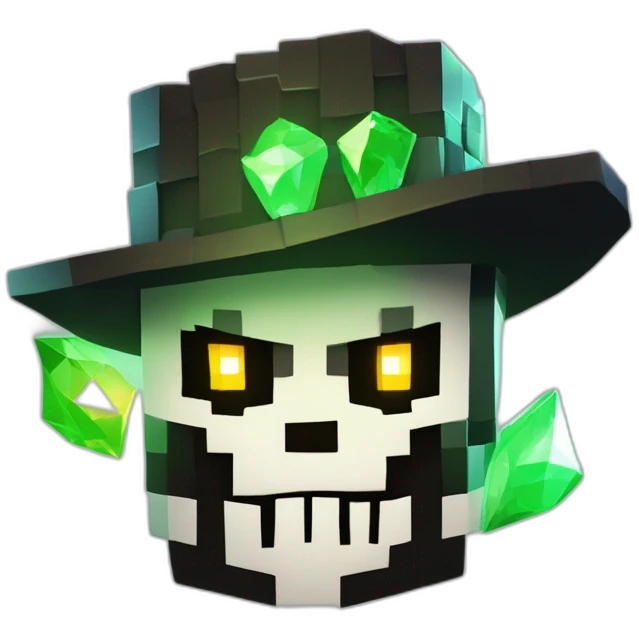 Pixel Minecraft Fedora Halloween Witcher Skeleton Diamond Obsidian Emerald Flame Shiny Glow Reward Legendary Unique Epic Mystery emoji