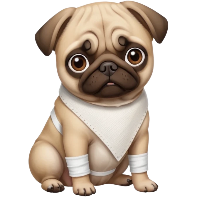 Pug with a broken left leg in bandage emoji