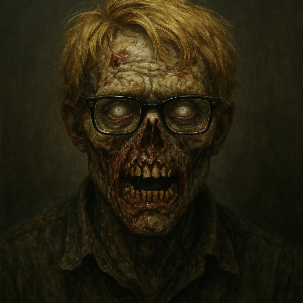 zombie with blond hair and glasses emoji