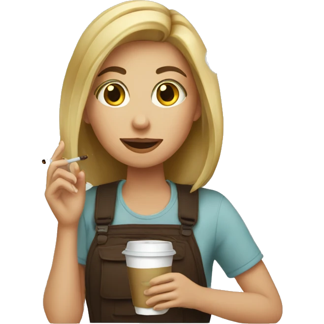 Girl with coffee and vape emoji