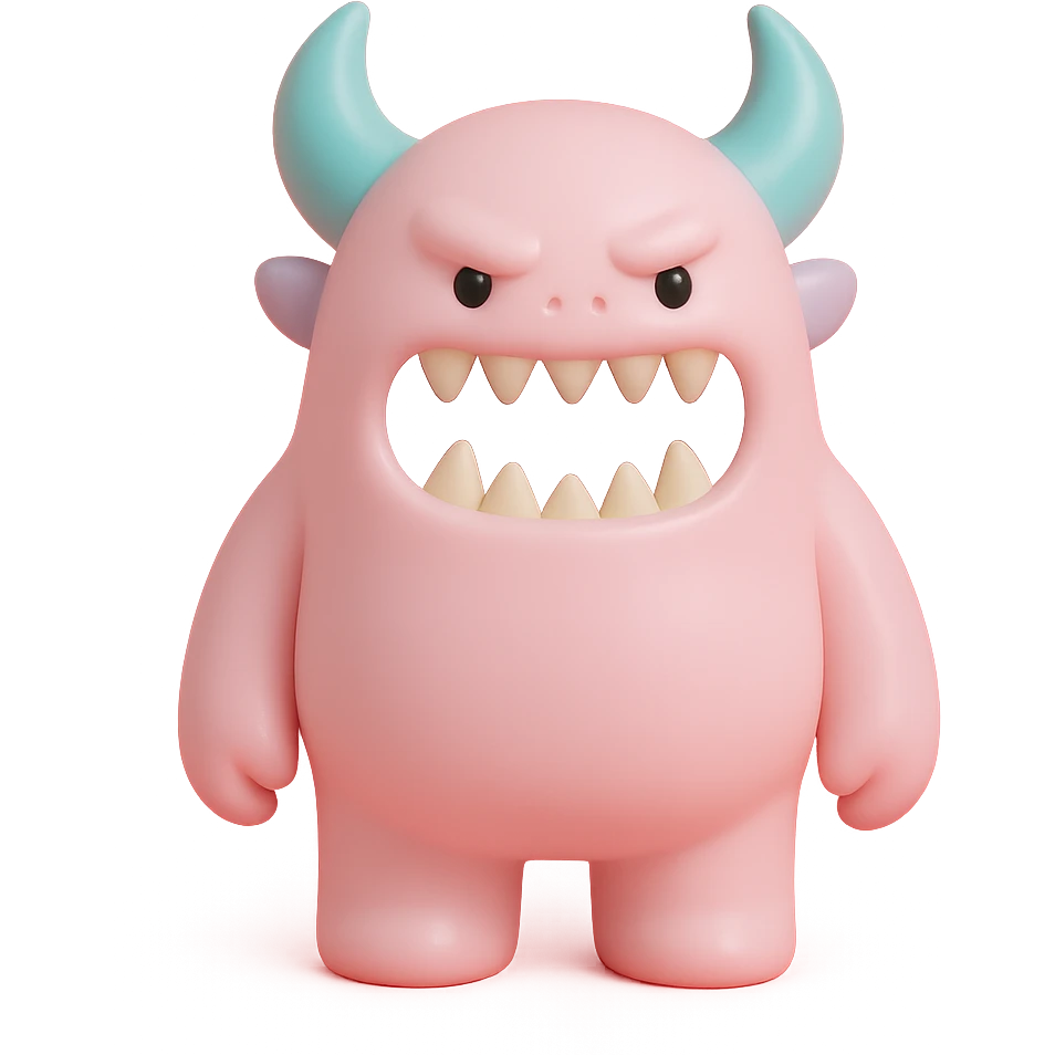scary monster with horns and sharp teeth, detailed emoji