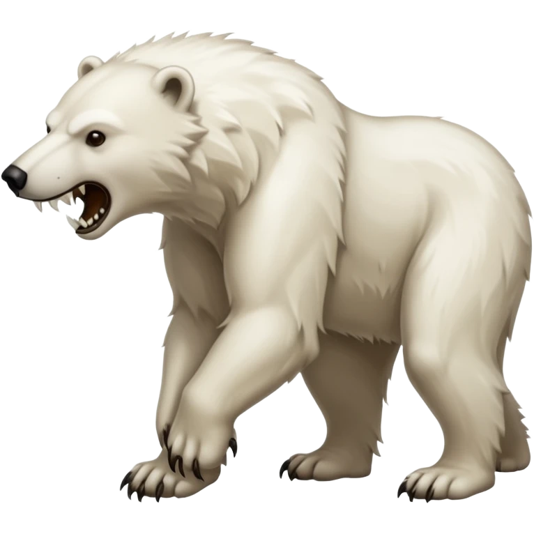 Completely brown polar bear with a wolf’s tail and long sabertooth fangs emoji