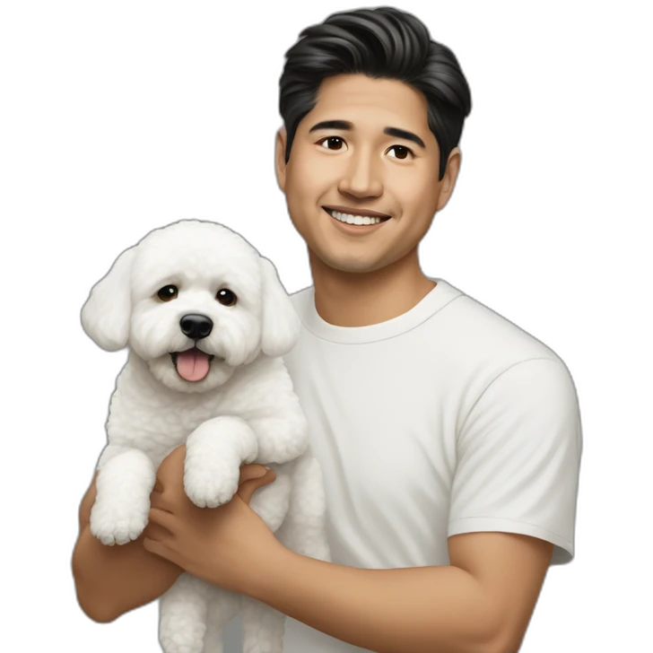 Ricardo Hoyos with bichon maltes  emoji