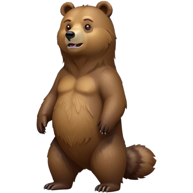 cinematic-[grizzly bear]-realistic-full-body-standing-emoji,-tail-tucked-close,-head-tilted-dramatically,-thick-[brown]-fur,-simplified-yet-realistic-focused-features,-highly-detailed,-glowing-with-an-almost-sarcastic-glow emoji