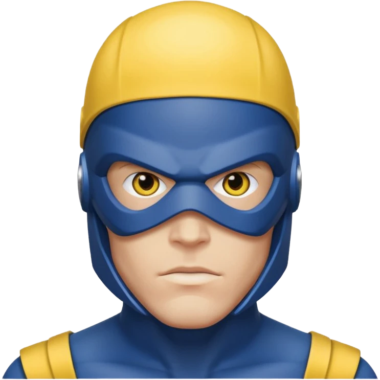 marvel superhero cyclops x-men. blue cowl with iconic yellow visor with red stripe through emoji