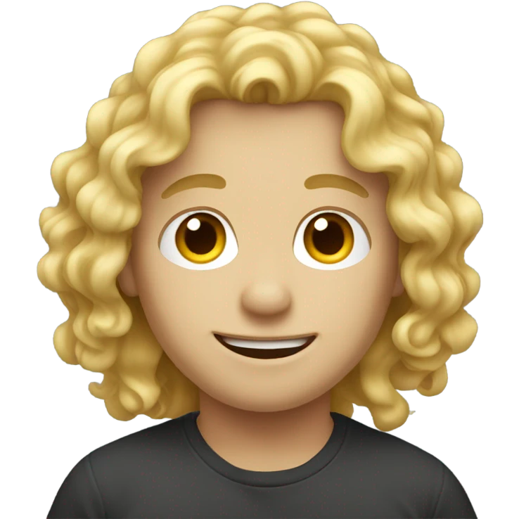 Blond long curly Hair boy emoji
