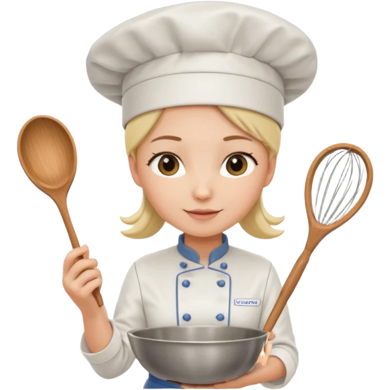 female chef holding whisk and bowl emoji