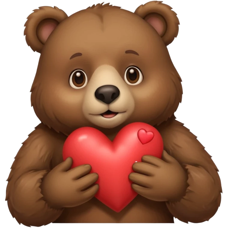 Make a bear holding a heart emoji