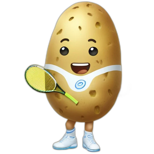 Kawaii potato in tennis uniform emoji
