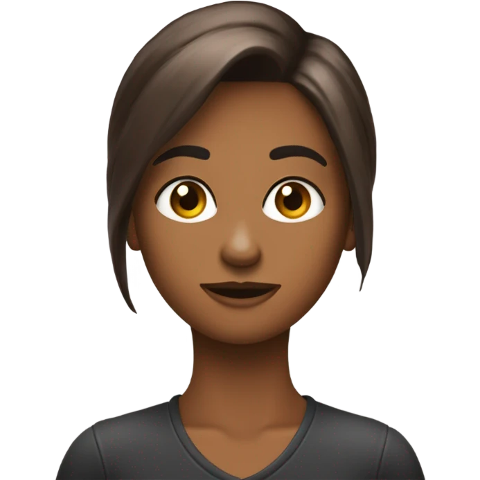 Une fille avk son téléphone, cheveux noirs longs, yeux marrons emoji