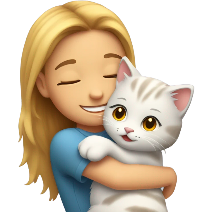 Girl hugging cat emoji
