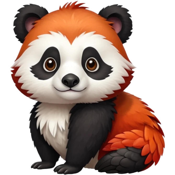 Feathered red and white panda mixed with goose emoji