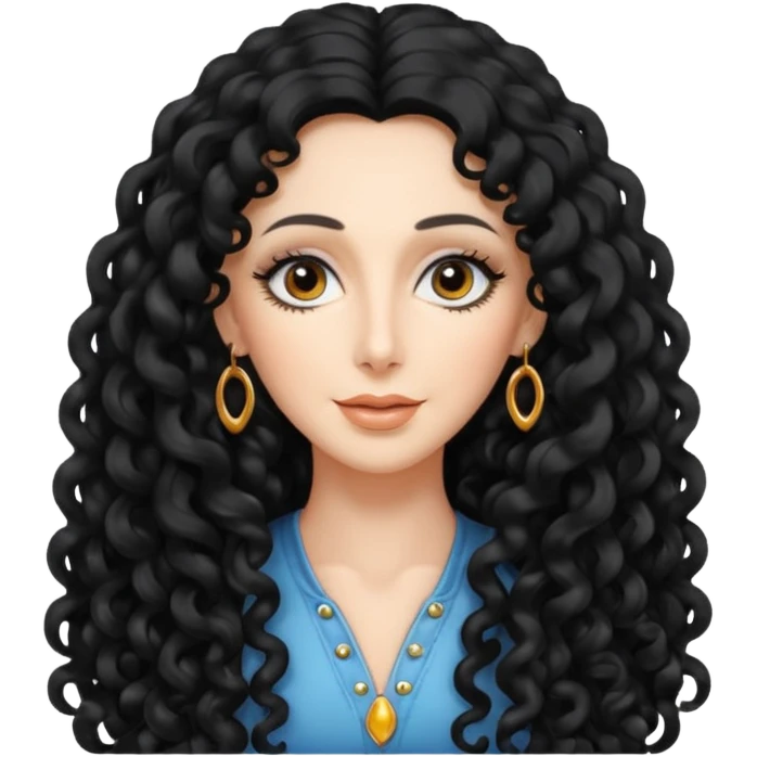 Cher with long black curly hair emoji