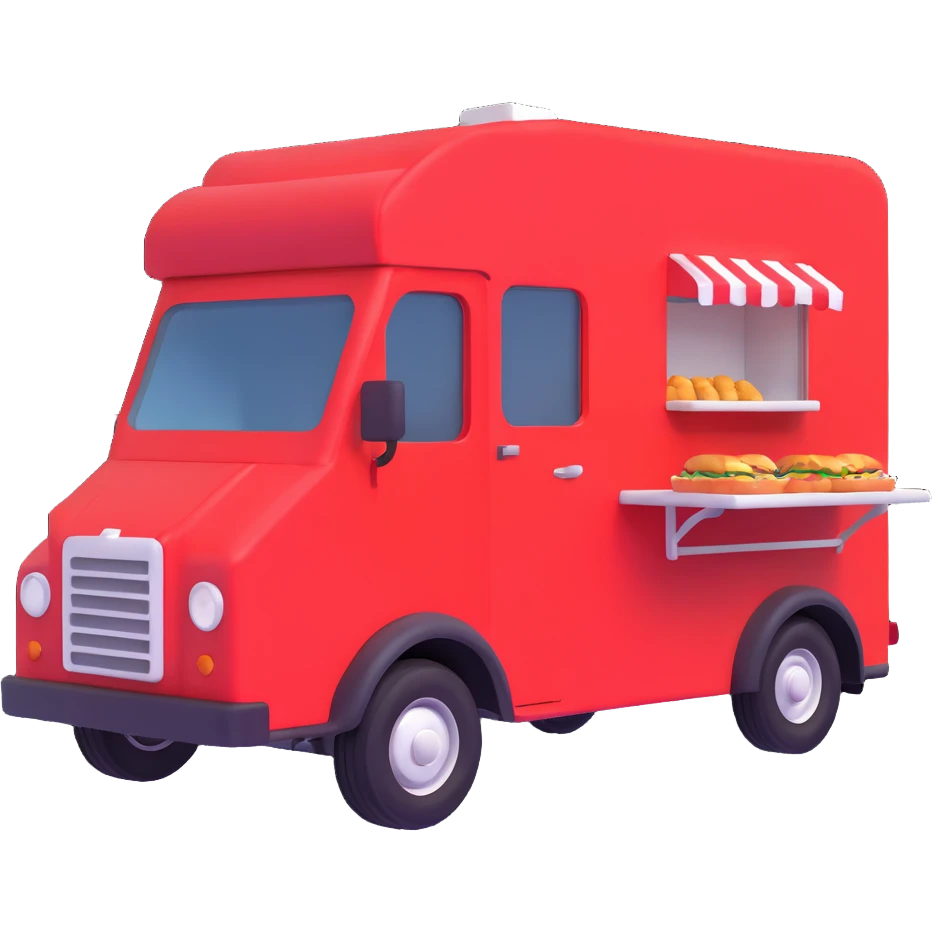 generate me a 3D red truck shaorma food truck  emoji