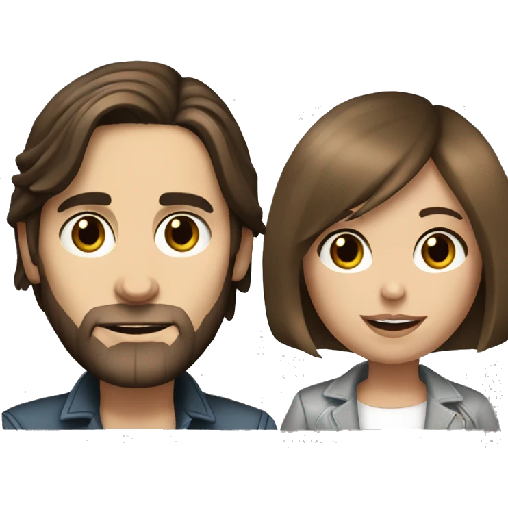 Jared Leto with a short, brown-haired girl with big brown eyes and a bob haircut emoji