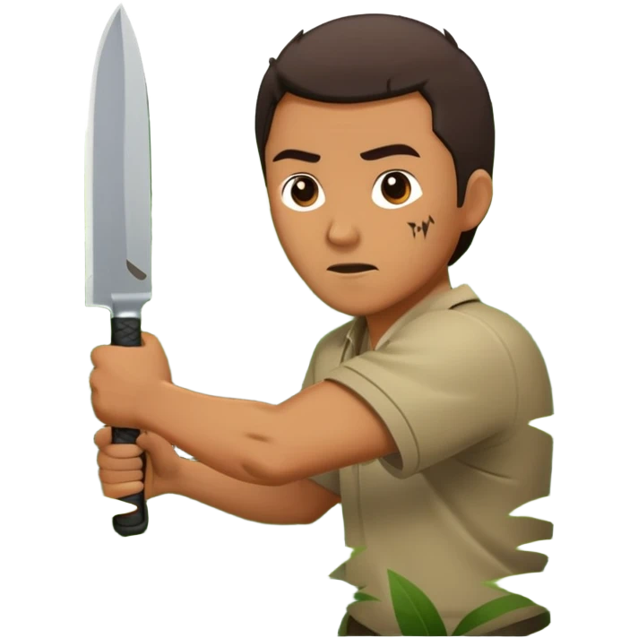 man cutting through brush with machete emoji