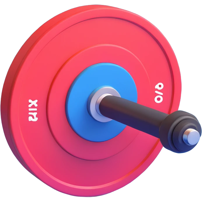 Barbell with weight plates gym equipment floating in the air, bright colors emoji