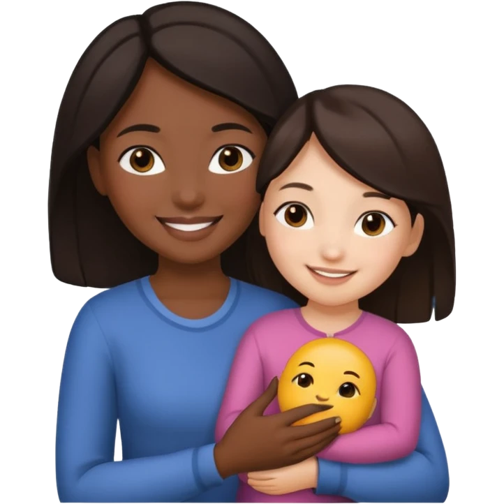 mads lady holds asian girl by the girl  emoji