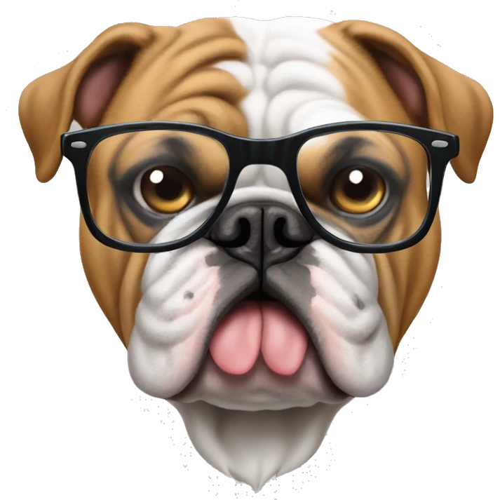 English bulldog with glasses  emoji
