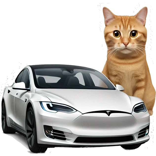 Tesla with cat emoji