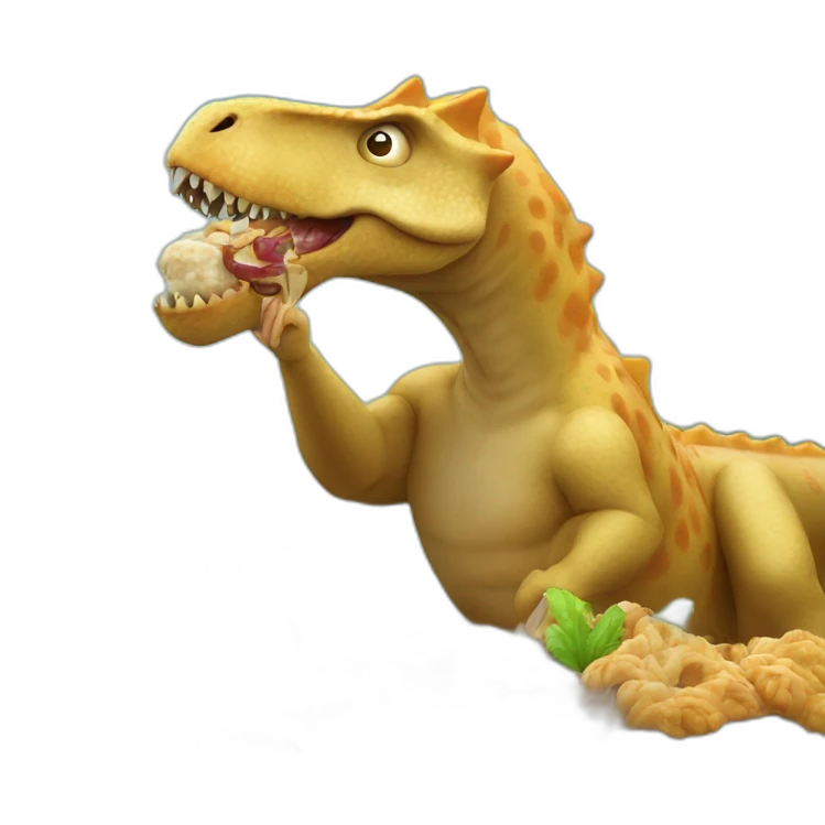 crazy man eating perogis on a dinosaur emoji