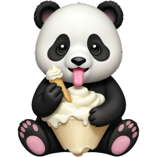 Panda eating ice cream emoji