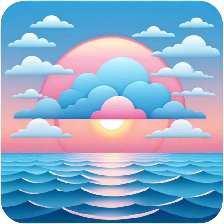 light blue and pink sunset over the ocean emoji
