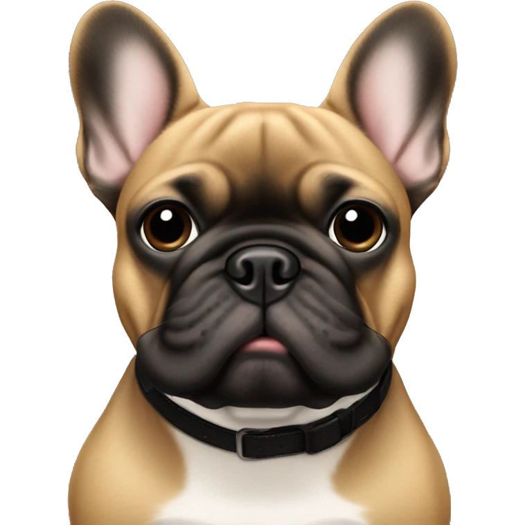 Tan French bulldog with all black face emoji