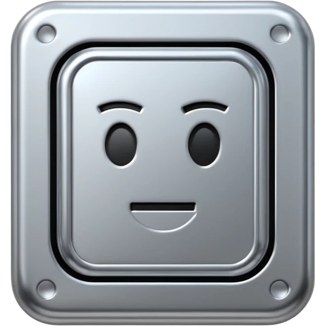 A futuristic microchip emoji made of polished silver chrome, minimal circuit details, smooth metallic surface, soft lighting, iOS emoji style, centered, clean white background emoji