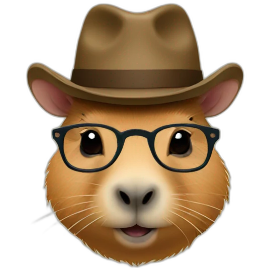 Capybara with glasses and a hat emoji