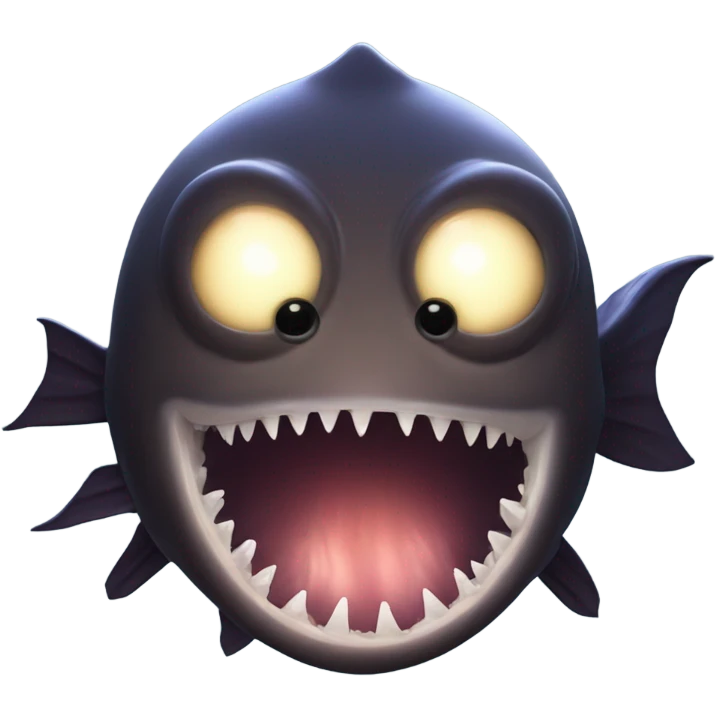 Anglerfish with glowing lure, sharp teeth, and big eyes. emoji