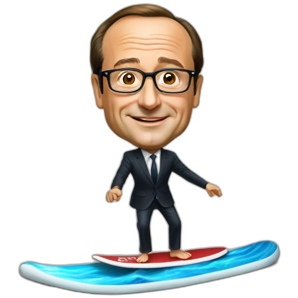 François Hollande on a surfboard emoji