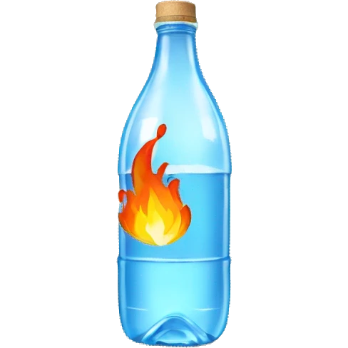A bottle of water with fire emoji