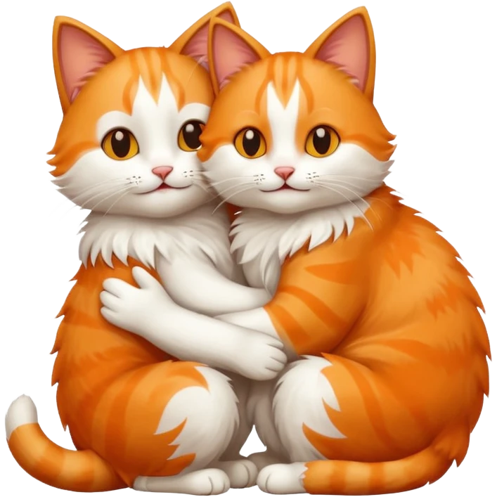 two happy cats hugging emoji
