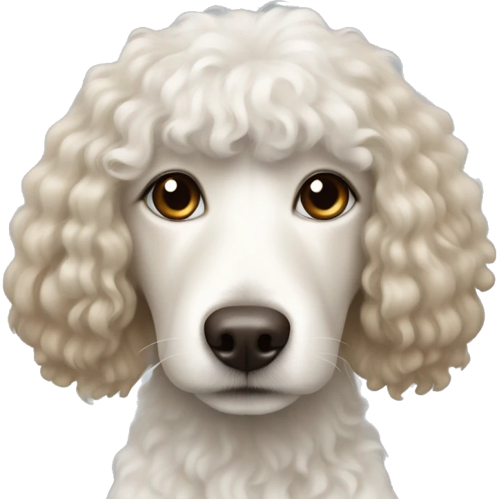 pudel white dog, with girl  brown,long hair emoji