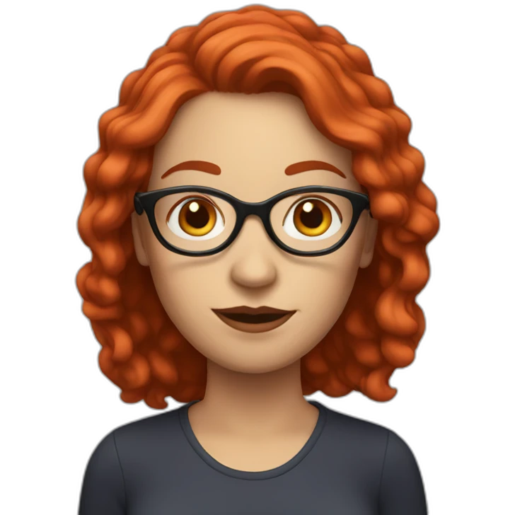 white woman with mid red hair and red glasses emoji