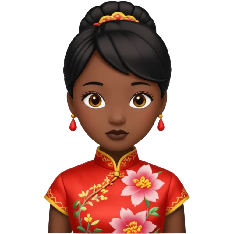 cheongsam girl, black skin emoji