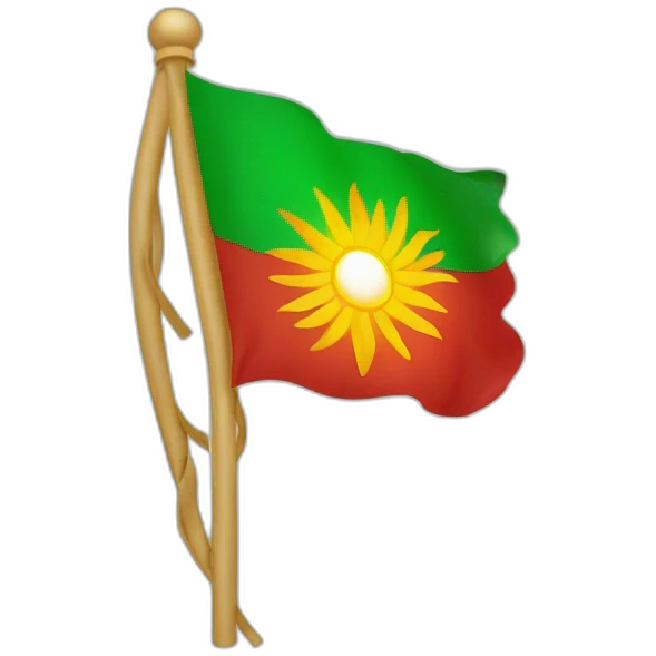 The top color of the flag is green, the middle is white, and the bottom is red, the middle is white, the symbol of the lion and the sun emoji