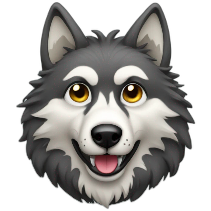 Funky Wolf with a mustache emoji