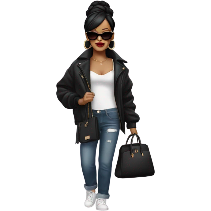 Rihanna with bag emoji