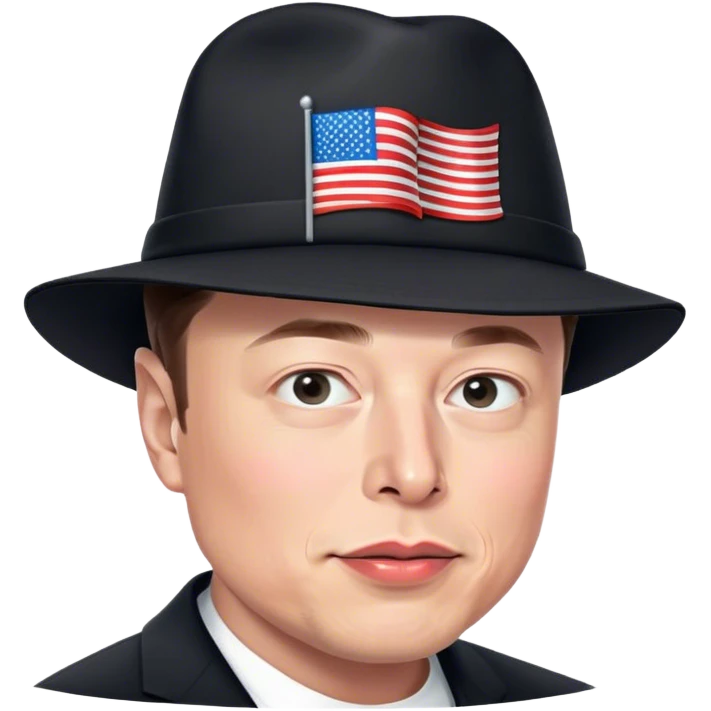 elon musk wearing a black "MAGA" hat emoji