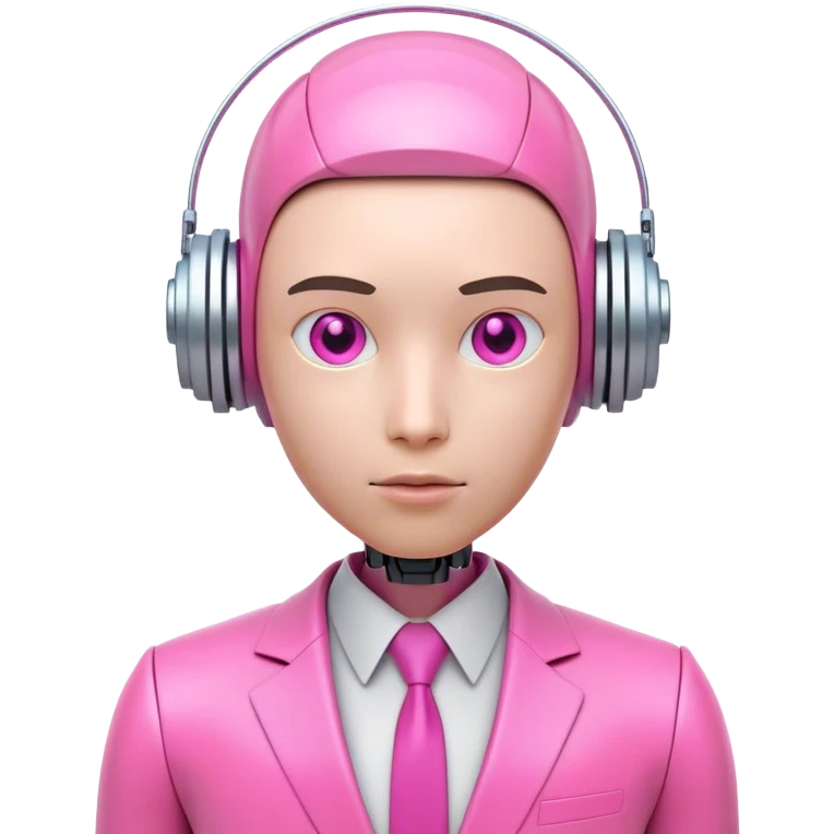 very human looking-like 3d robot office worker in intensive pink color suit emoji